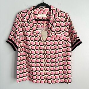Exquise Geometric Pink Short-Sleeve Blouse